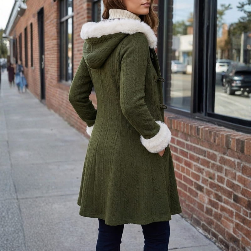 Julia Women’s Hooded Toggle Knit Long Coat