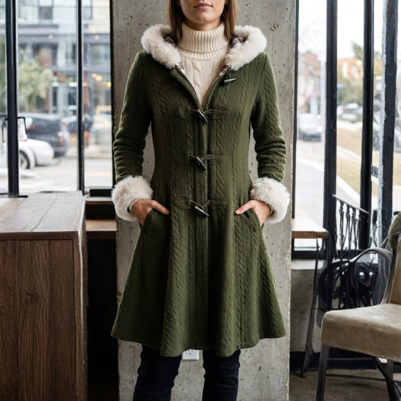 Julia Women’s Hooded Toggle Knit Long Coat