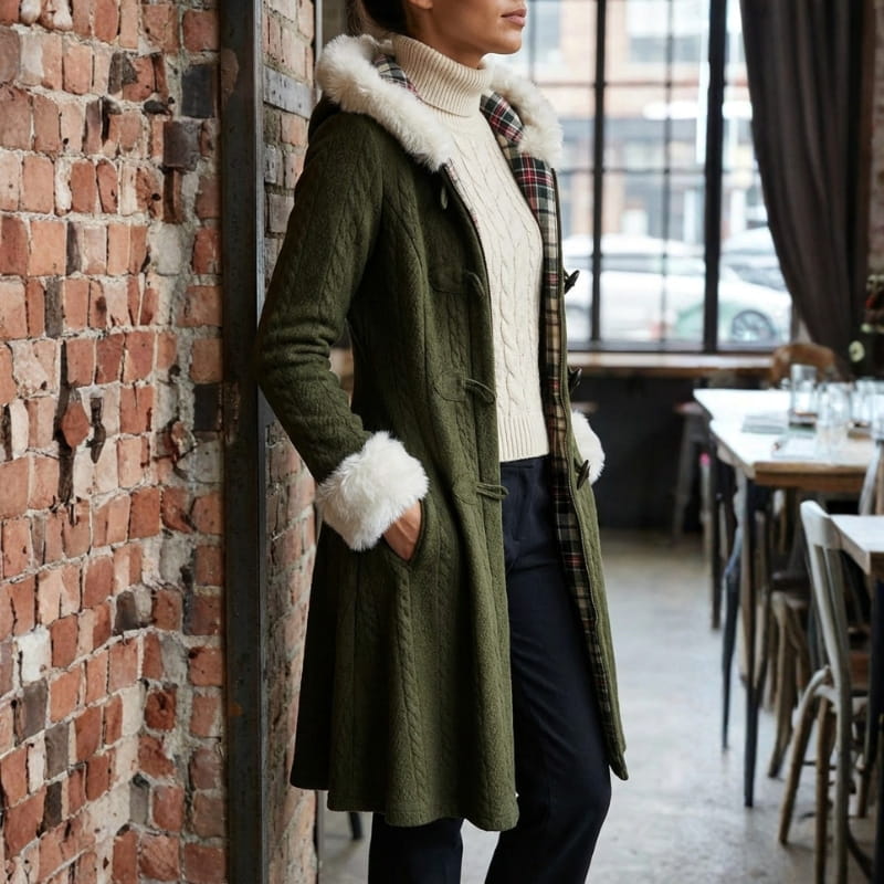 Julia Women’s Hooded Toggle Knit Long Coat