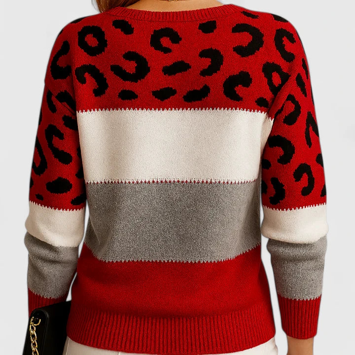 Serafina Women’s Sweater – Soft Knit Leopard Print Pullover