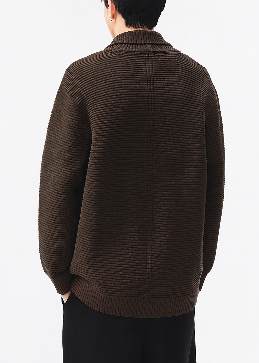 Reid Men’s Cardigan Sweater – Double-Breasted Knit with Ribbed Texture
