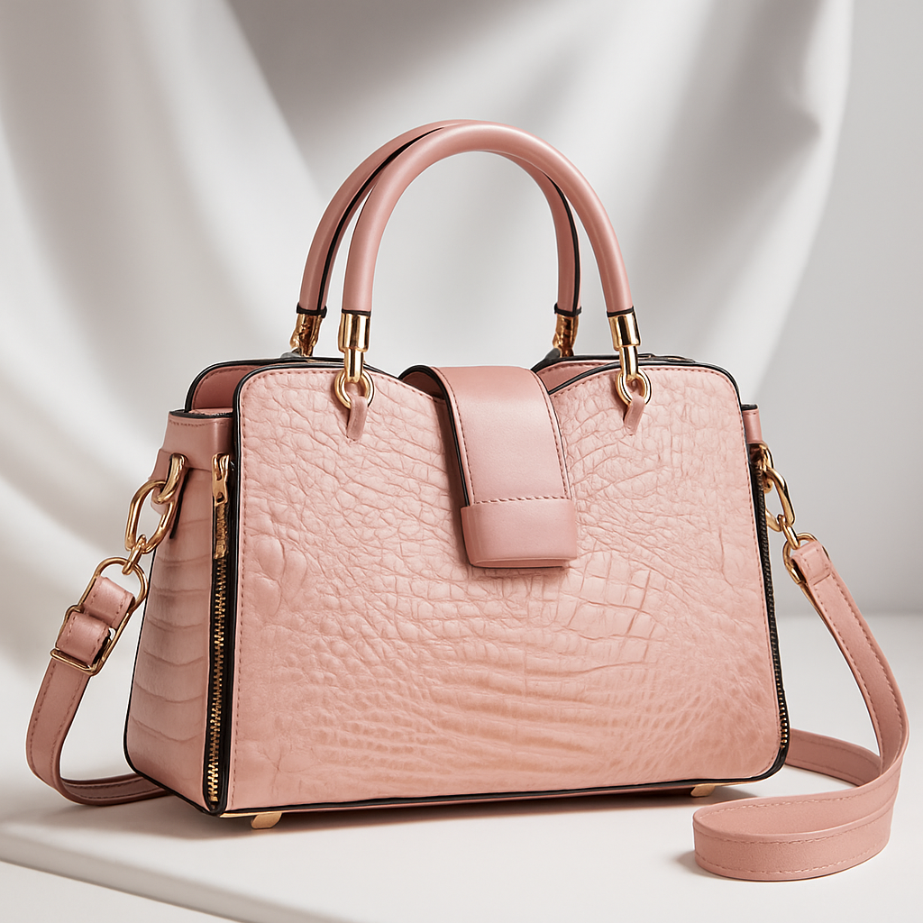 Mireille Women’s Handbag – Crocodile-Embossed Leather Structured Bag