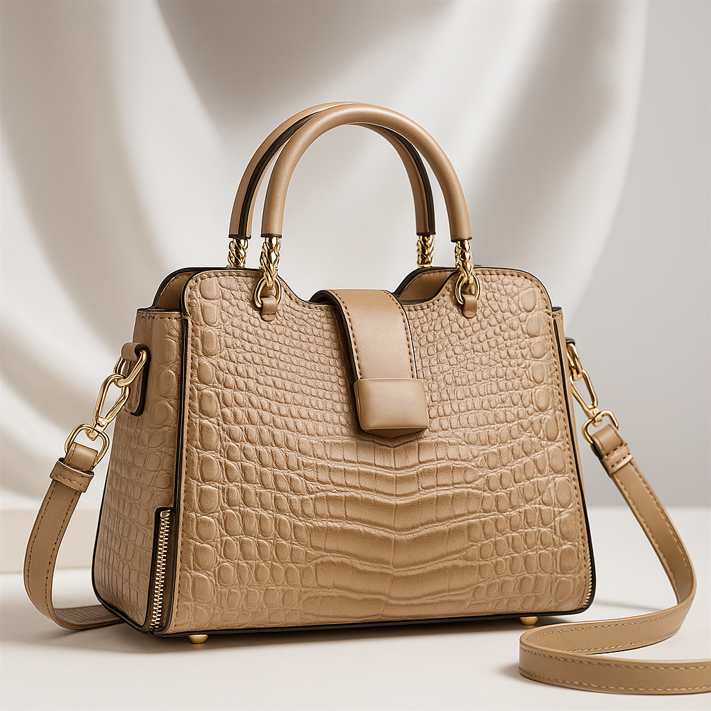 Mireille Women’s Handbag – Crocodile-Embossed Leather Structured Bag