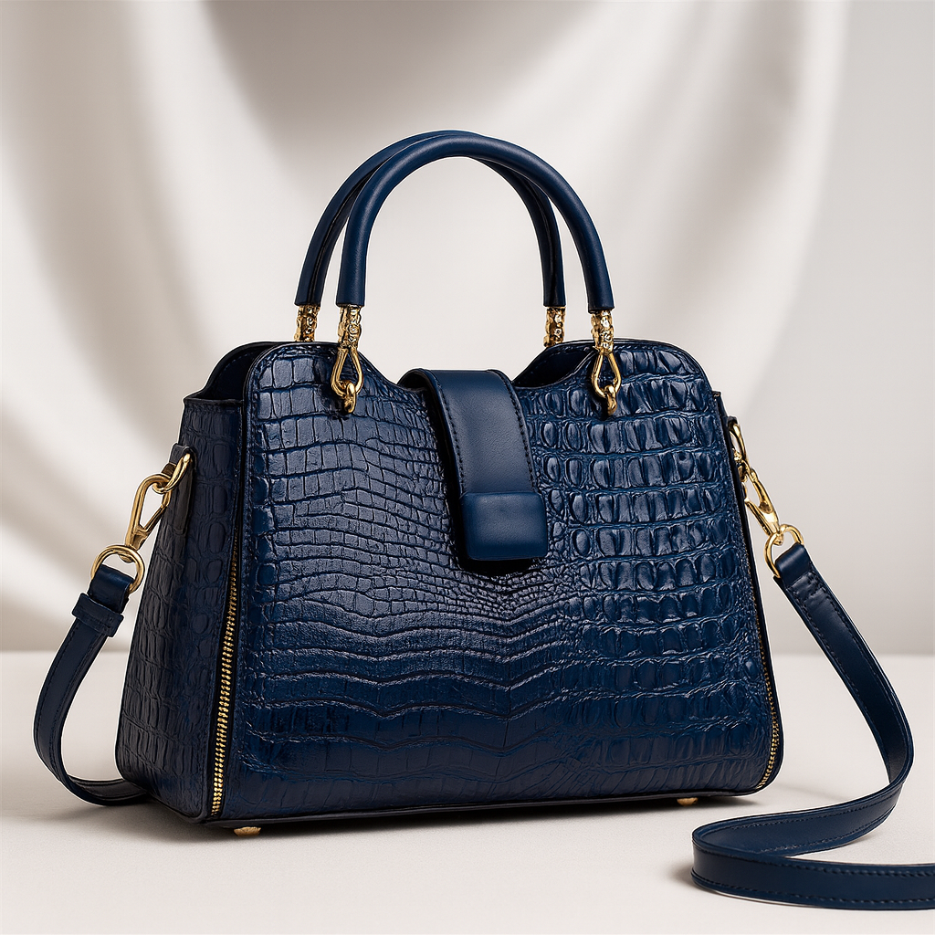 Mireille Women’s Handbag – Crocodile-Embossed Leather Structured Bag