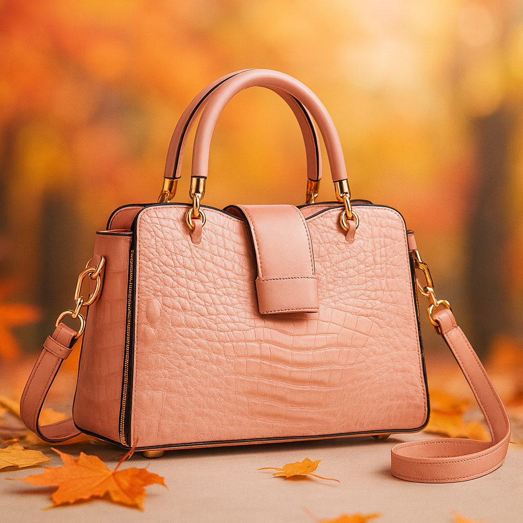 Mireille Women’s Handbag – Crocodile-Embossed Leather Structured Bag