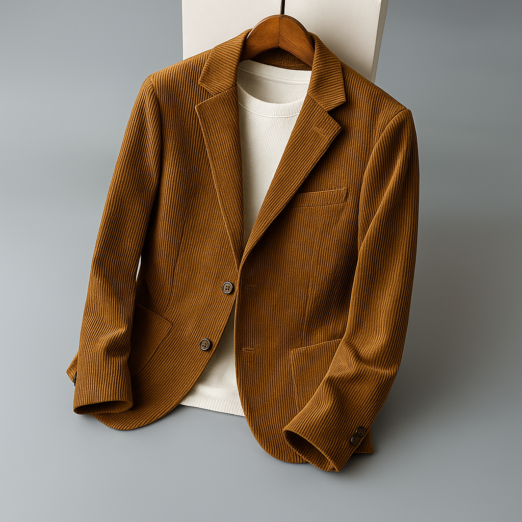 Elio Men’s Corduroy Blazer – Soft Fine-Wale Texture