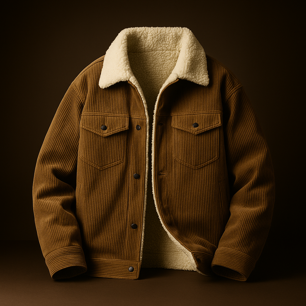 Jayson Men’s Cotton Jacket – Sherpa Lined & Corduroy Finish