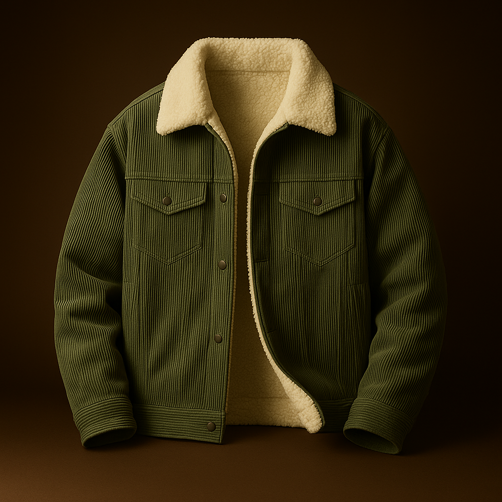 Jayson Men’s Cotton Jacket – Sherpa Lined & Corduroy Finish