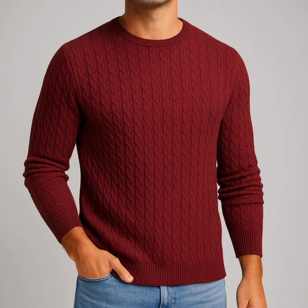 Hollis Men’s Merino Wool Sweater – Soft Knit Pullover with Ribbed Structured Collar