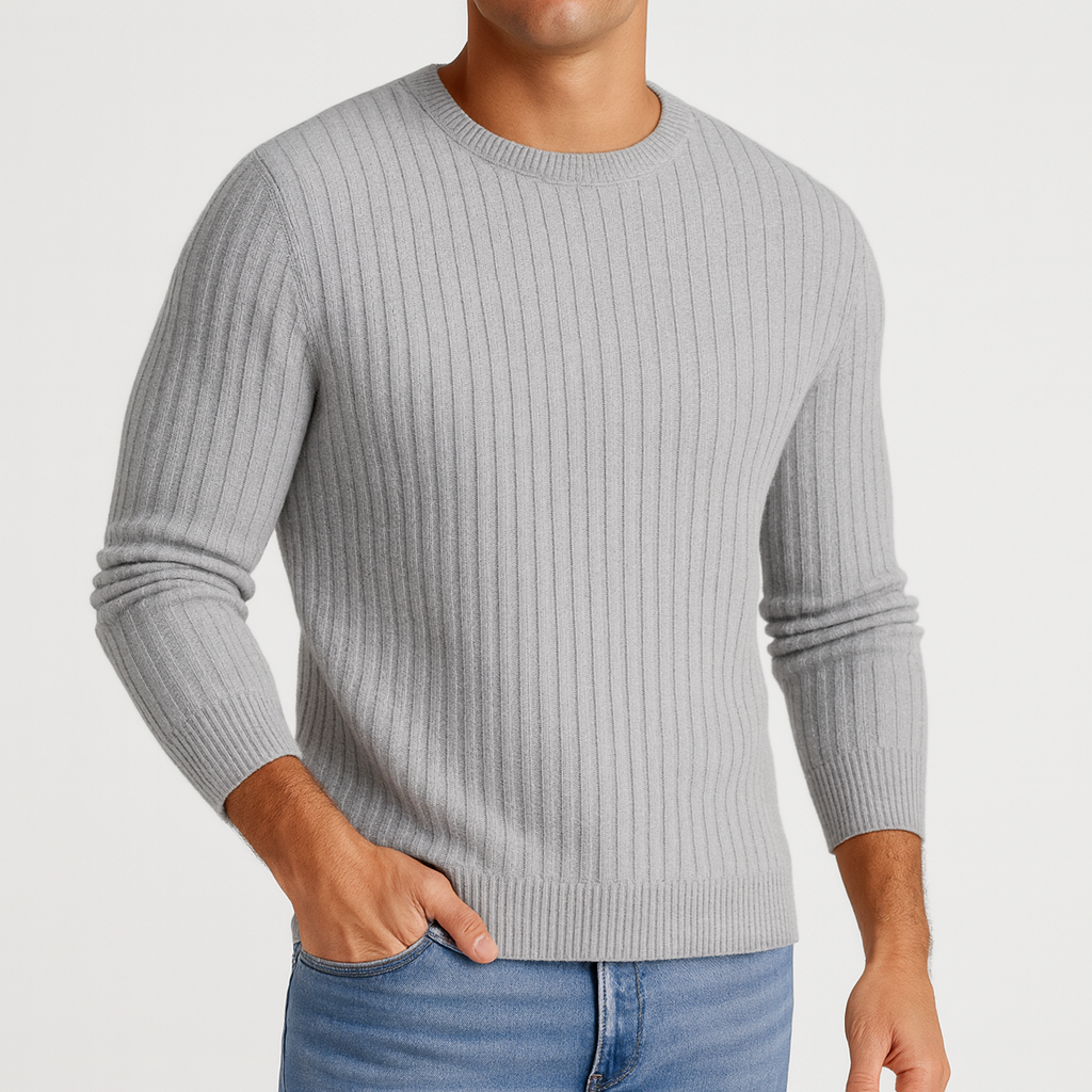 Hollis Men’s Merino Wool Sweater – Soft Knit Pullover with Ribbed Structured Collar
