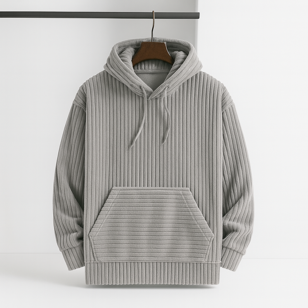 Jonel Men’s Corduroy Hoodie Jacket – Soft Cotton Blend with Kangaroo Pocket