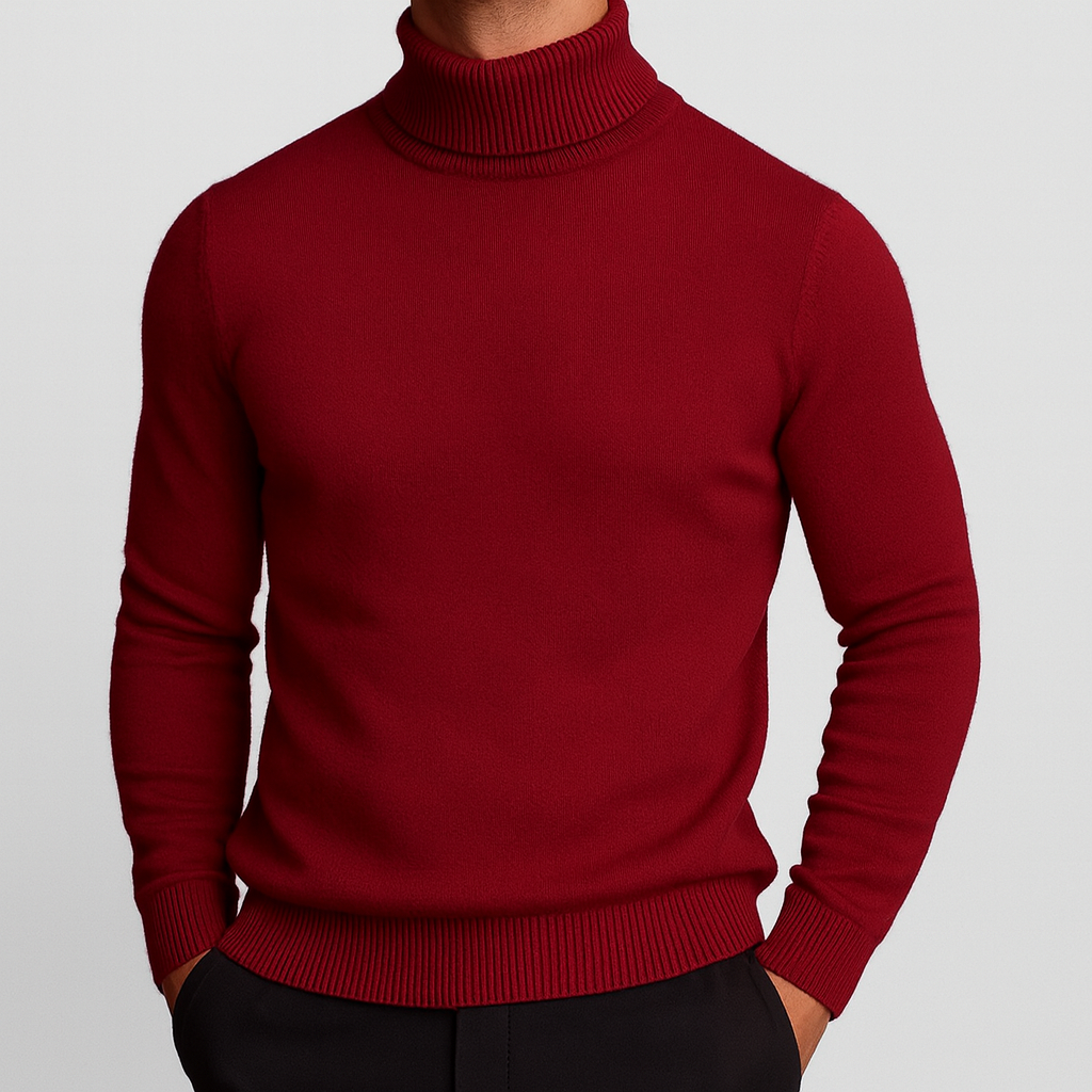 Ricardo Men's Turtleneck Sweater – Merino Wool Soft Ribbed Knit Pullover