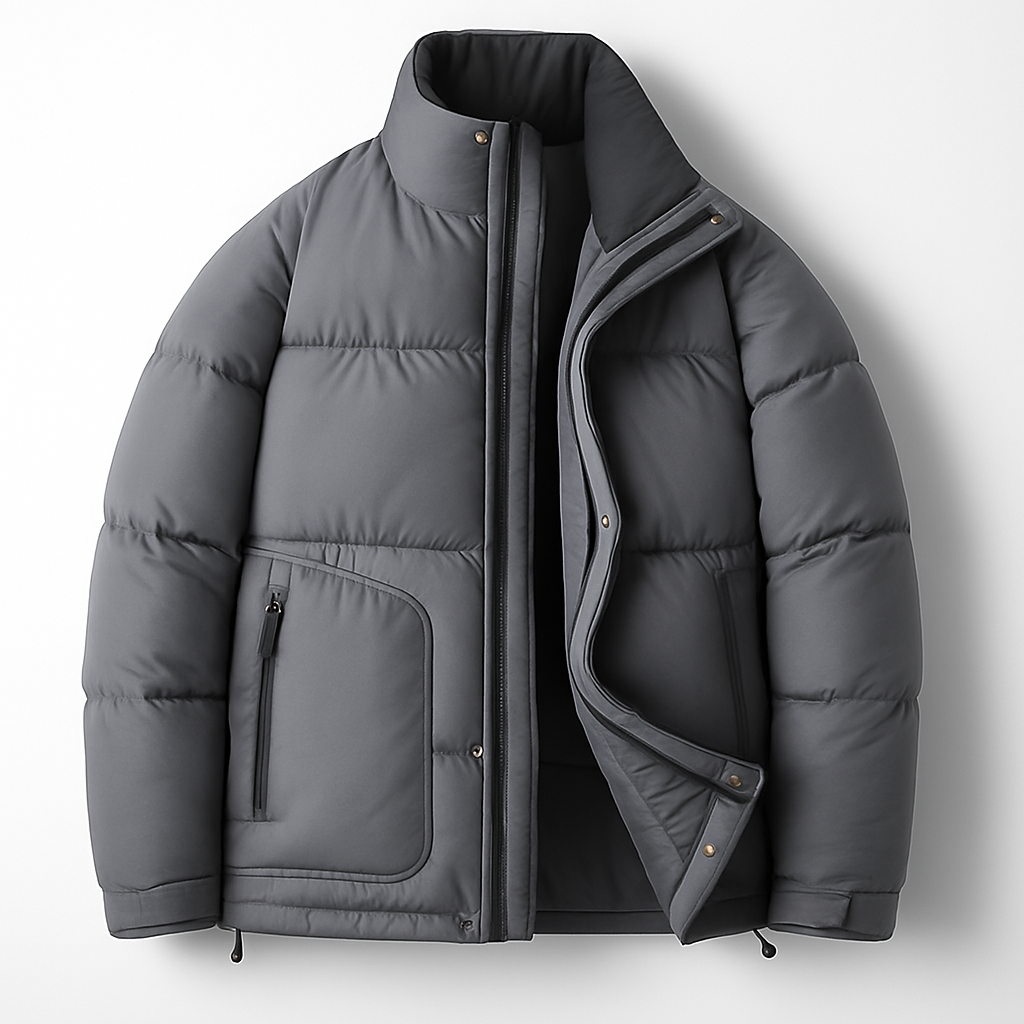 Reid Men’s Puffer Jacket – Cropped Down-Fill Winter Coat with Stand Collar