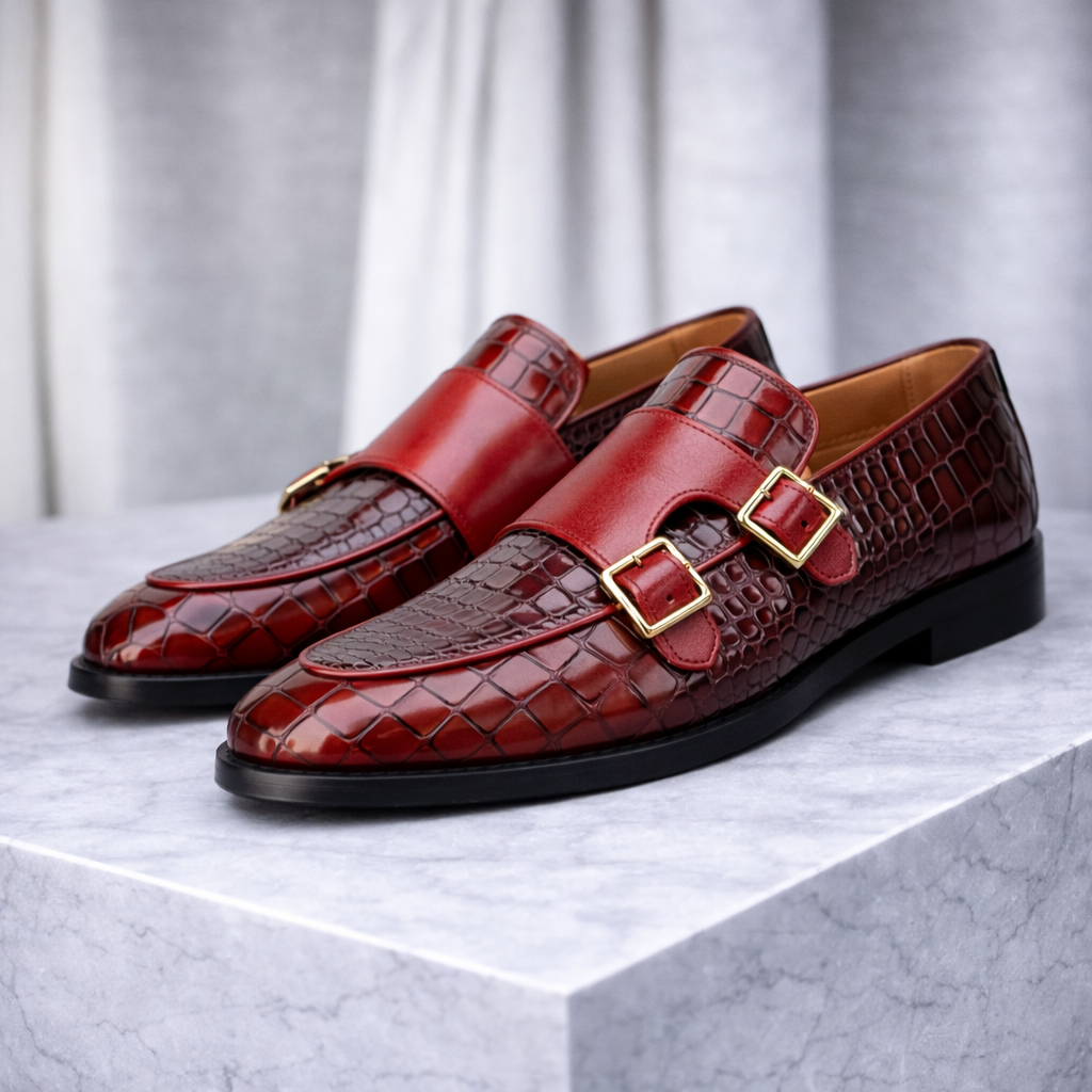 Giovanni Men’s Monk Strap Leather Shoes
