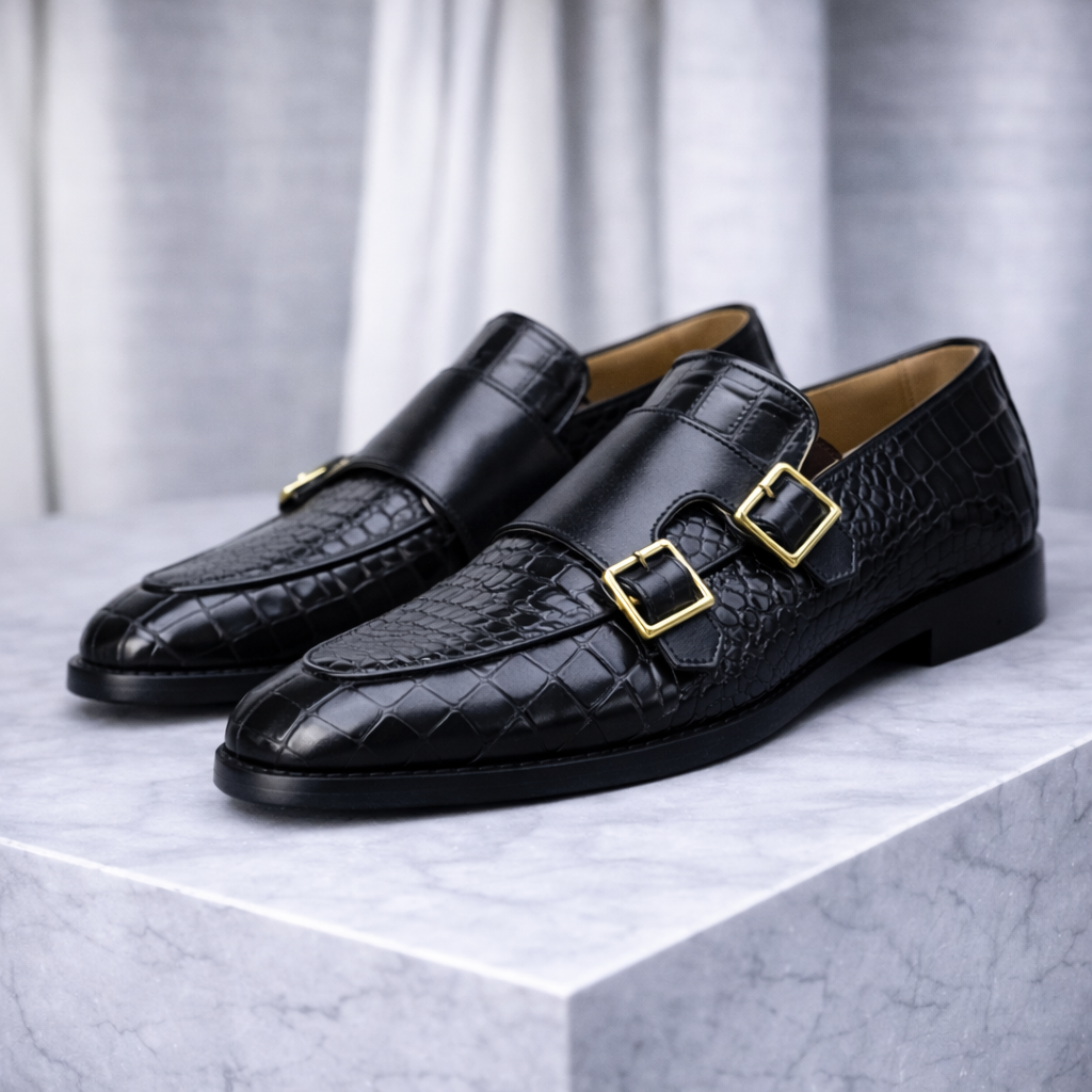 Giovanni Men’s Monk Strap Leather Shoes