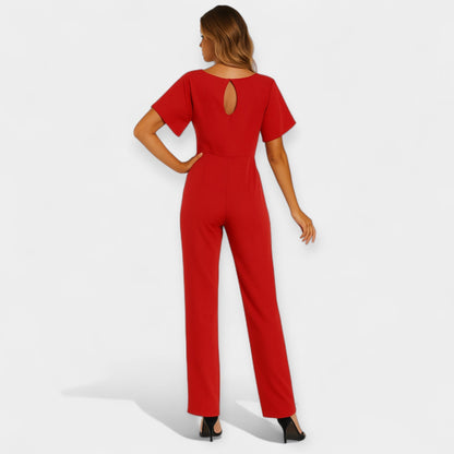 Michelle Women’s Jumpsuit – Lightweight Fabric with Adjustable Tie Belt
