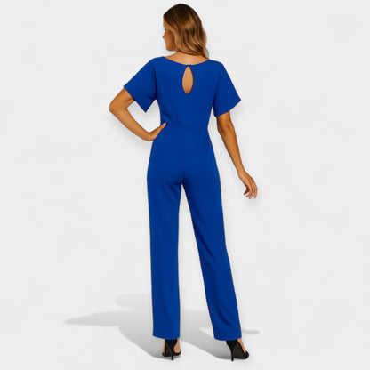 Michelle Women’s Jumpsuit – Lightweight Fabric with Adjustable Tie Belt