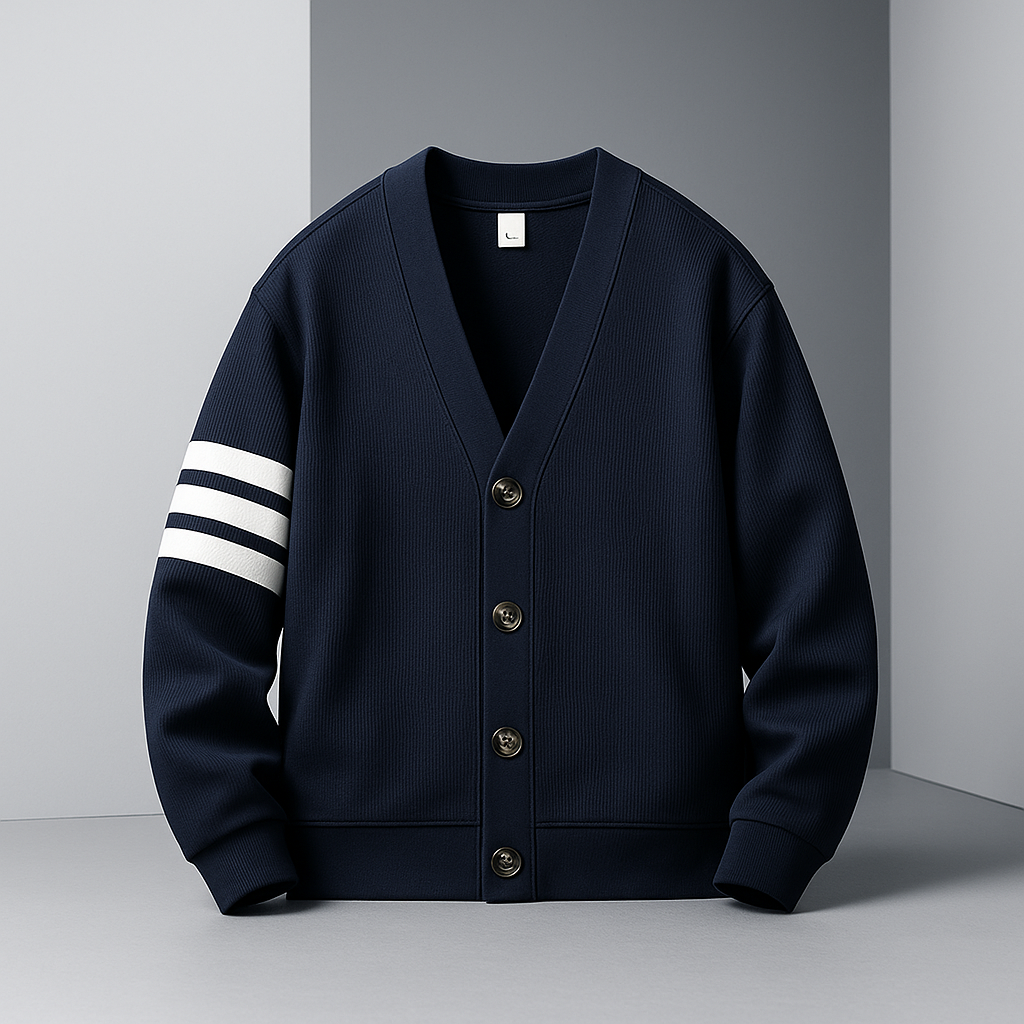 Rolando Men’s Button-Up Cardigan – Lightweight Knit with Handstitched Detail