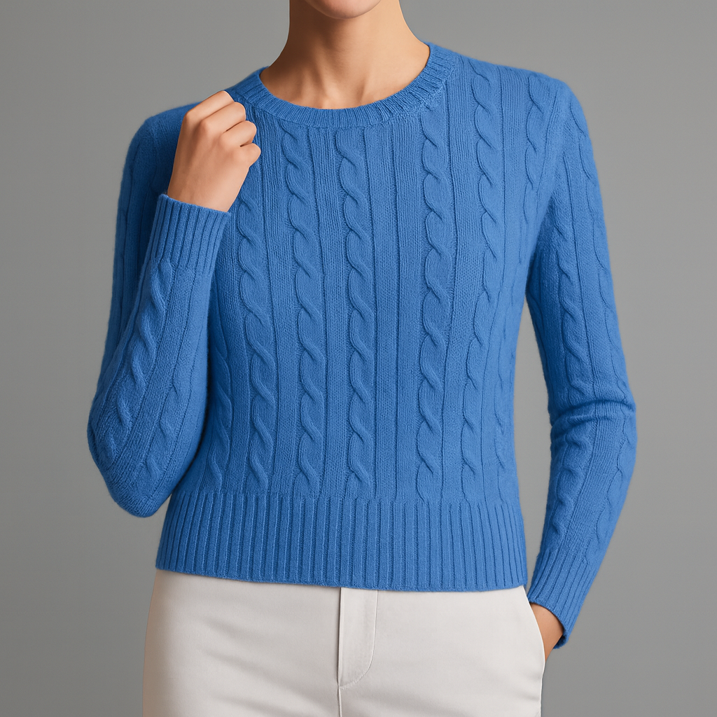 Linda Women’s Cotton Sweater – Handstitched Cable Knit Sweater