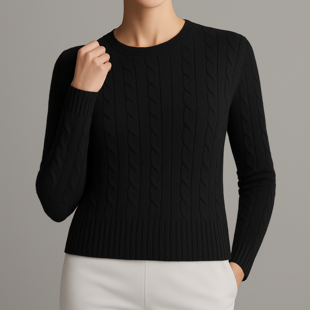 Linda Women’s Cotton Sweater – Handstitched Cable Knit Sweater