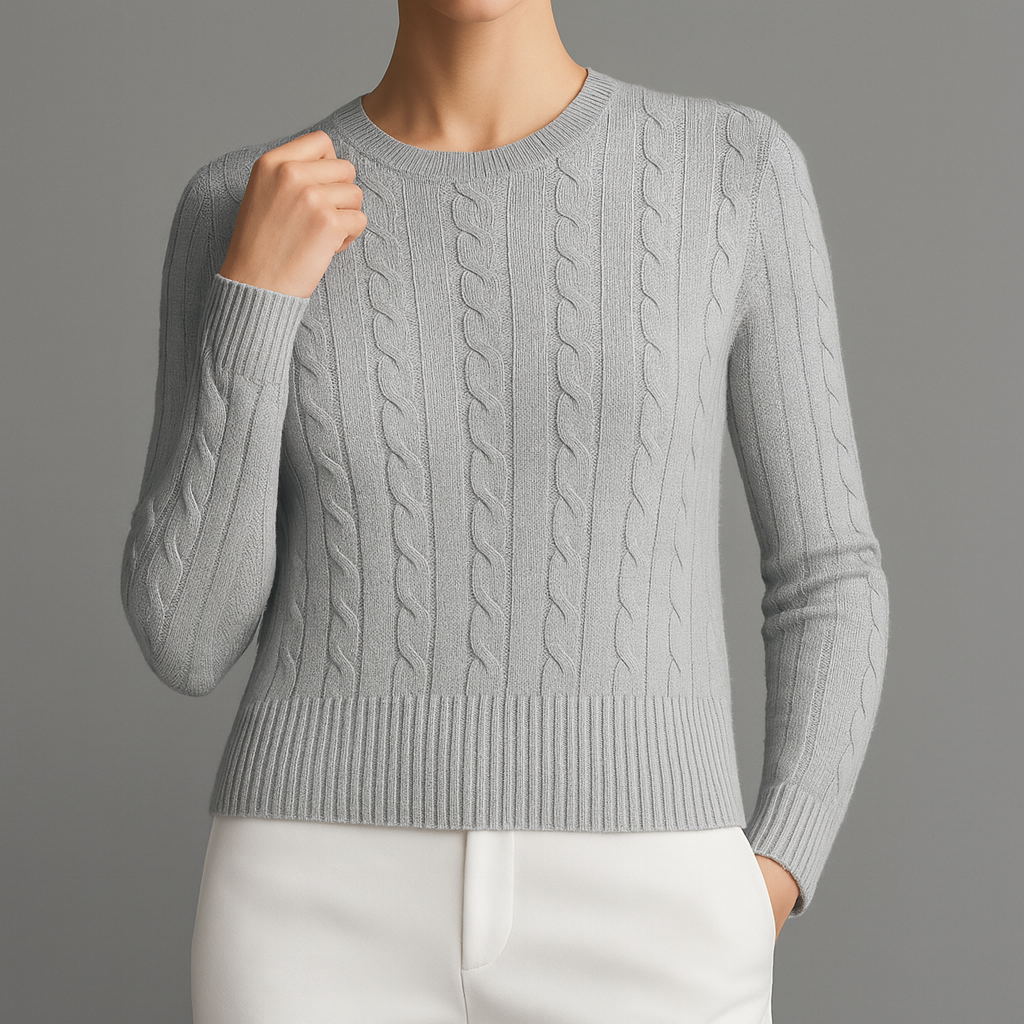 Linda Women’s Cotton Sweater – Handstitched Cable Knit Sweater