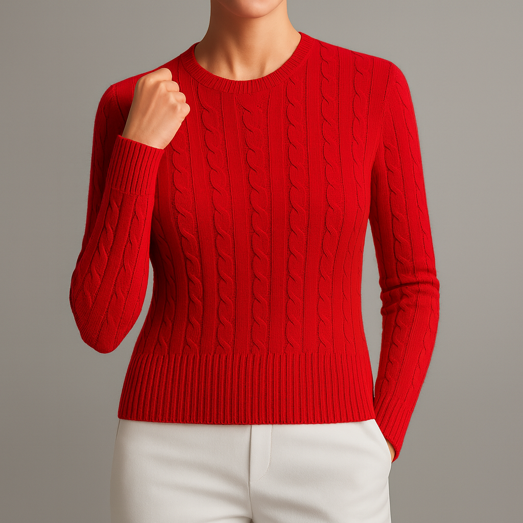 Linda Women’s Cotton Sweater – Handstitched Cable Knit Sweater