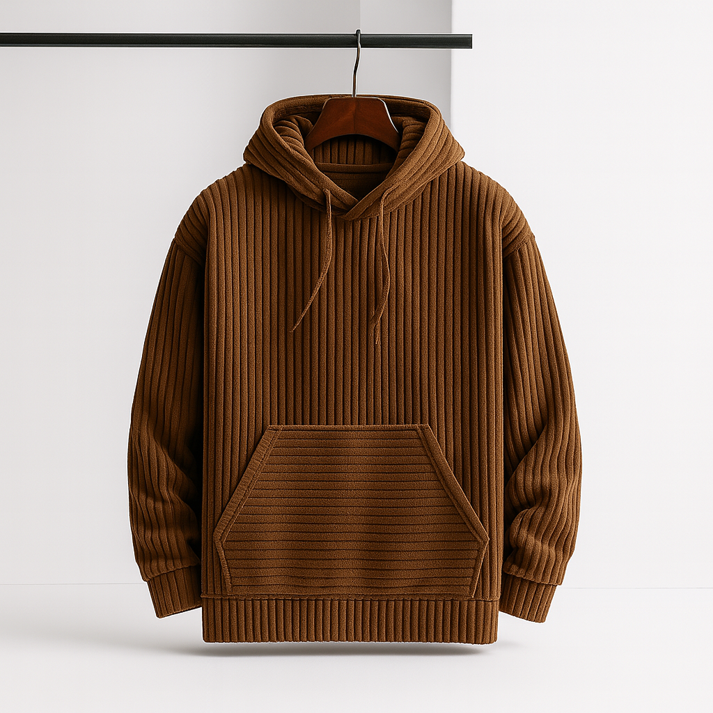 Jonel Men’s Corduroy Hoodie Jacket – Soft Cotton Blend with Kangaroo Pocket