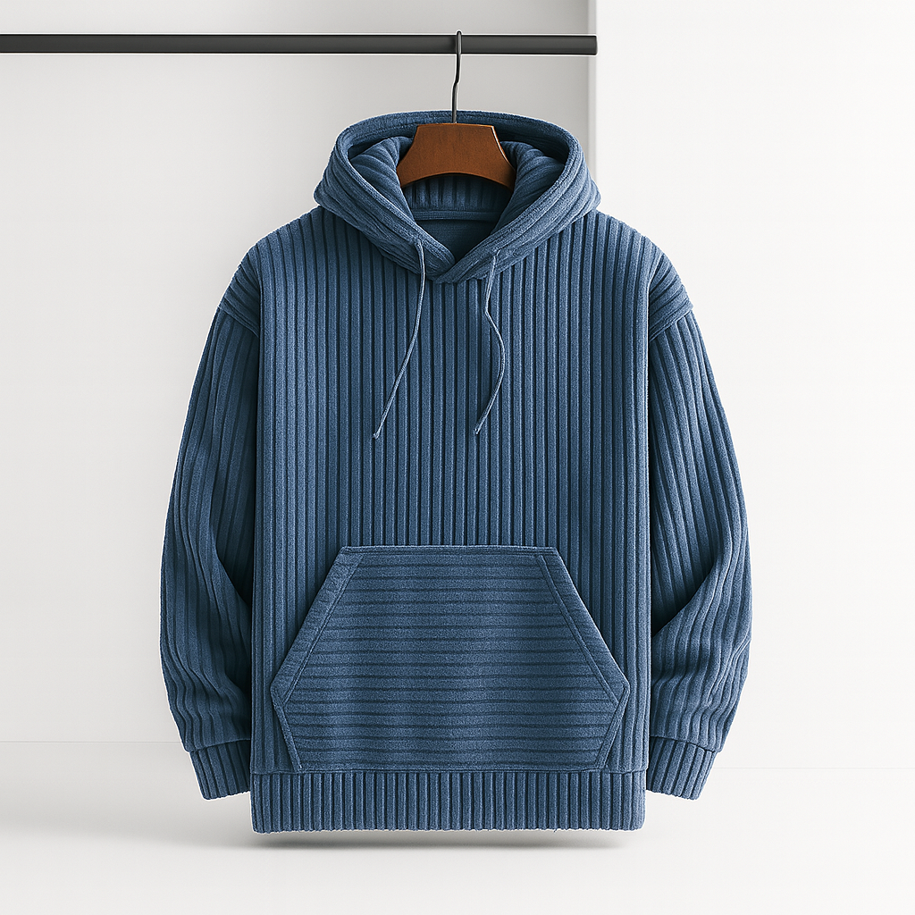 Jonel Men’s Corduroy Hoodie Jacket – Soft Cotton Blend with Kangaroo Pocket