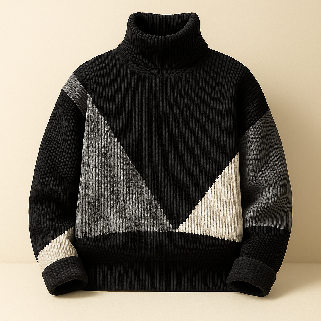 Leonardo Men’s Turtleneck Sweater – Fleece-Lined Wool Knit Pullover