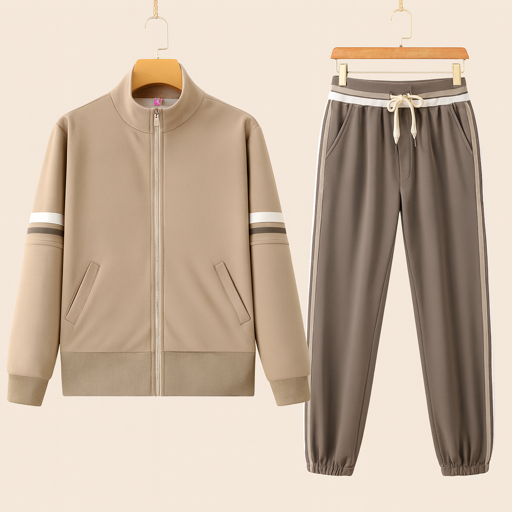 Massimo Men’s Tracksuit – Double-Knit Fabric with Contrast Stripe Detail