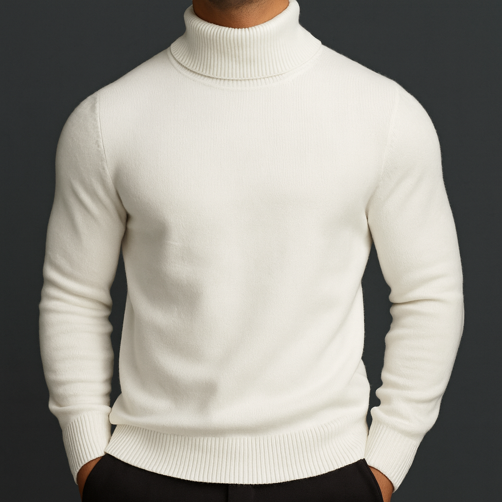 Ricardo Men's Turtleneck Sweater – Merino Wool Soft Ribbed Knit Pullover