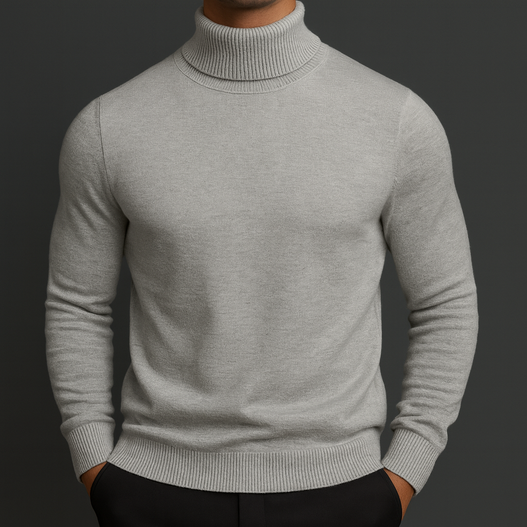 Ricardo Men's Turtleneck Sweater – Merino Wool Soft Ribbed Knit Pullover