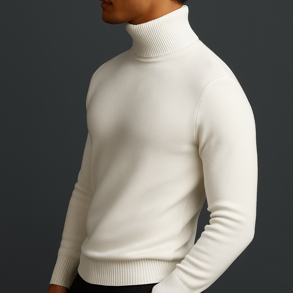 Ricardo Men's Turtleneck Sweater – Merino Wool Soft Ribbed Knit Pullover