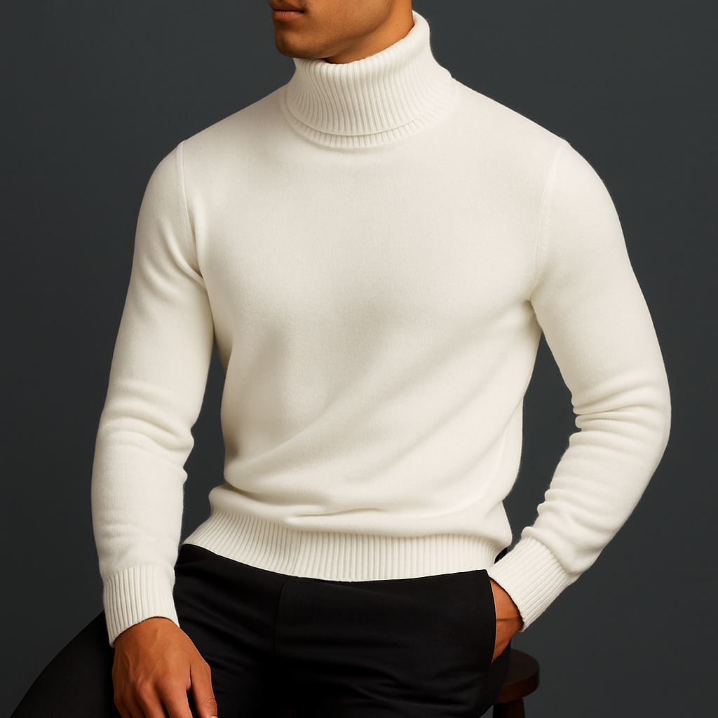 Ricardo Men's Turtleneck Sweater – Merino Wool Soft Ribbed Knit Pullover