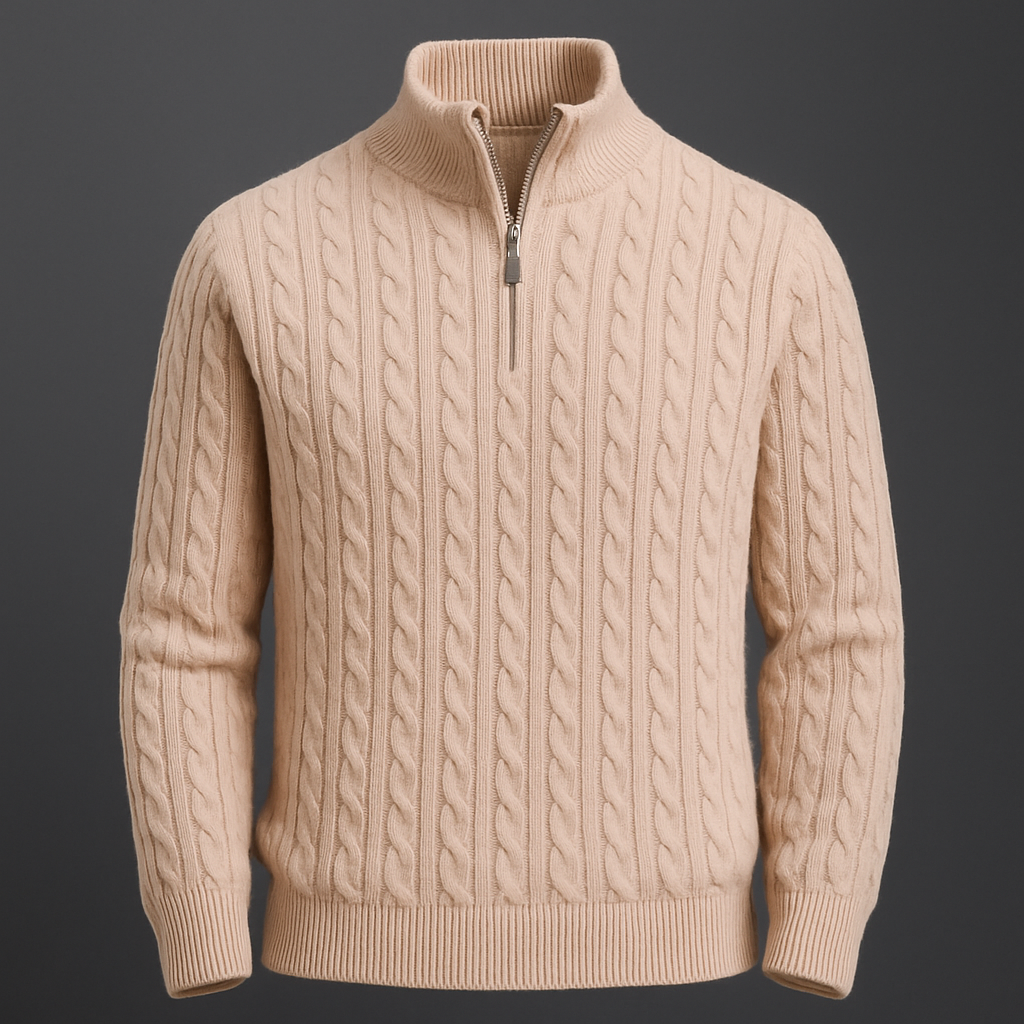 Freddy Men’s Knit Sweater - Soft Premium Wool Quarter Zip Pullover