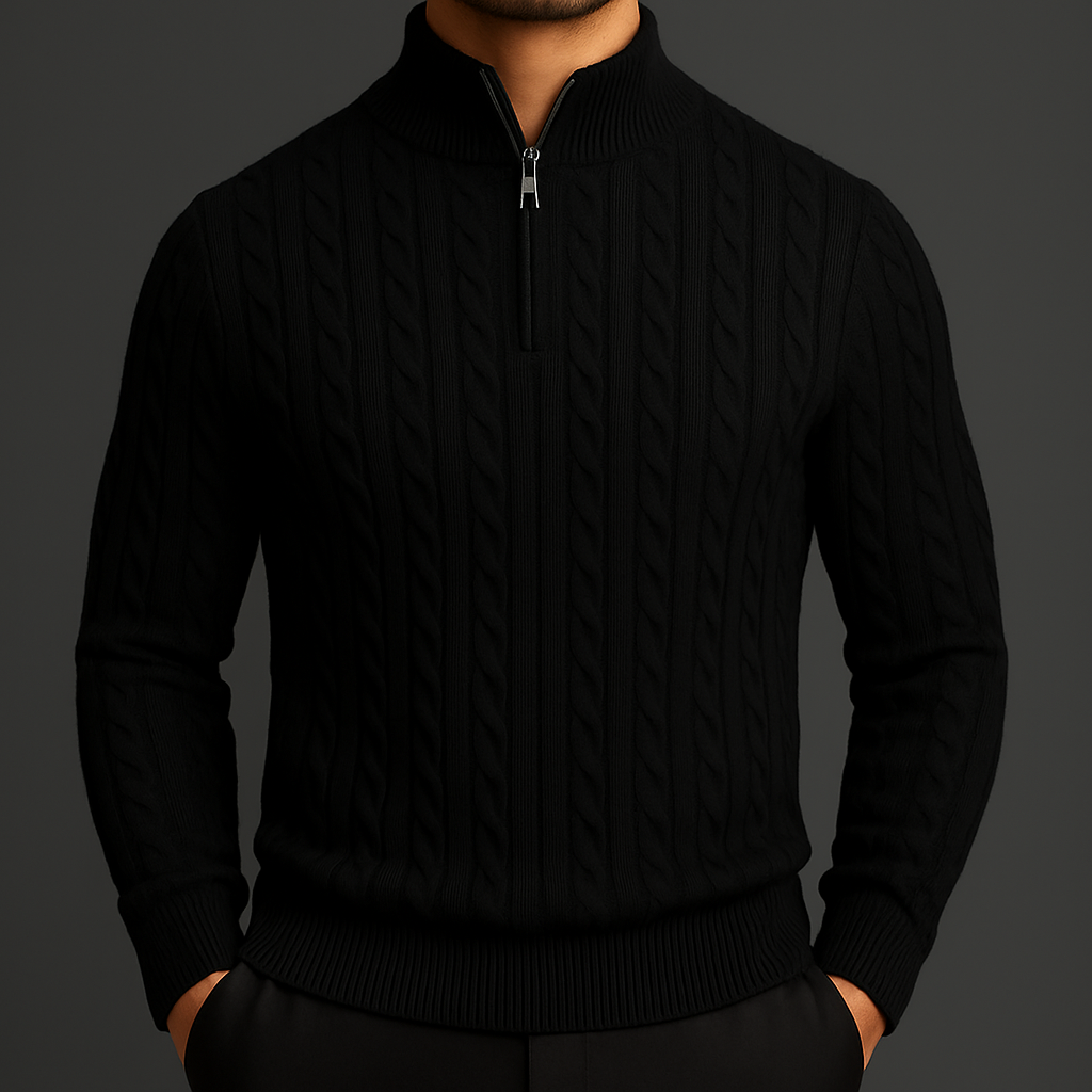 Freddy Men’s Knit Sweater - Soft Premium Wool Quarter Zip Pullover