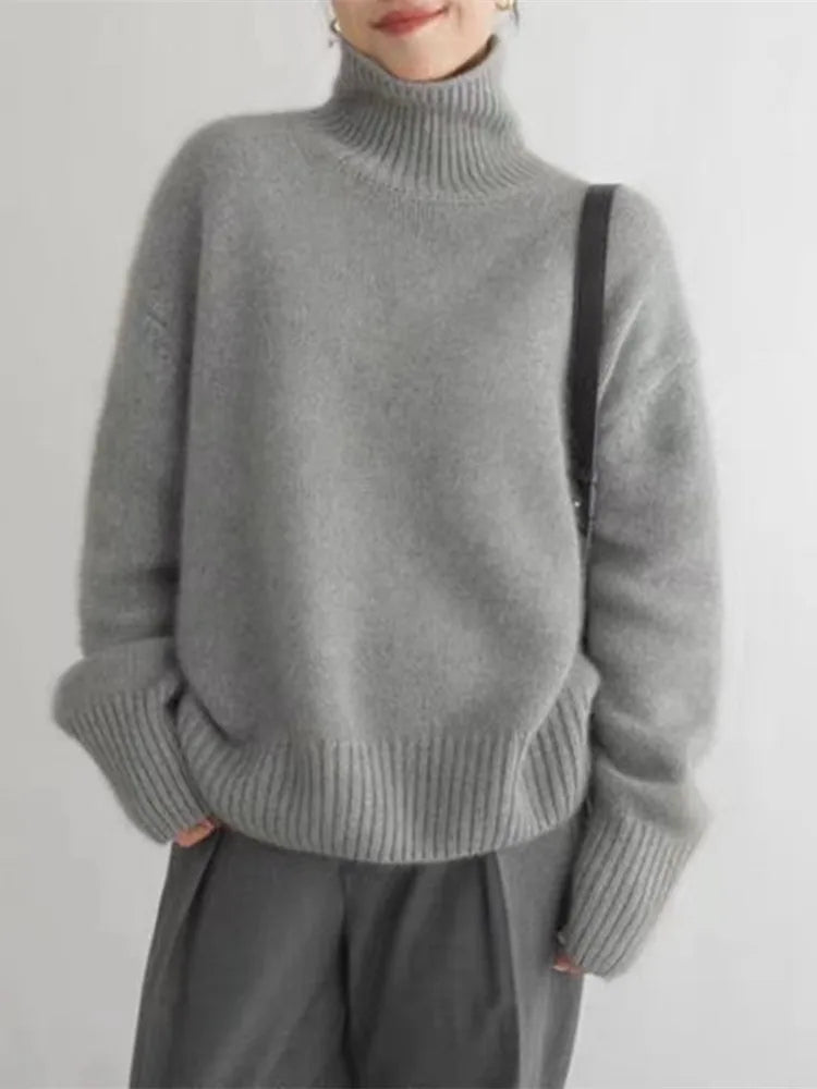 Elly Women’s Turtleneck Sweater – Lightweight Knit Pullover