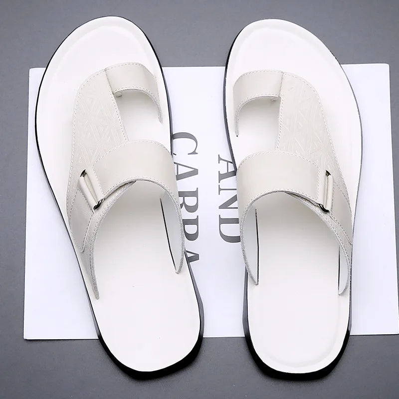Vincent Geometric Leather Sandals – Cushioned Contoured Summer Footwear