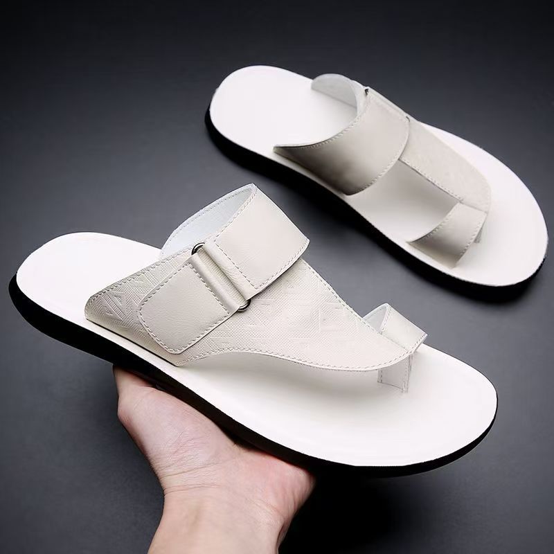 Vincent Geometric Leather Sandals – Cushioned Contoured Summer Footwear