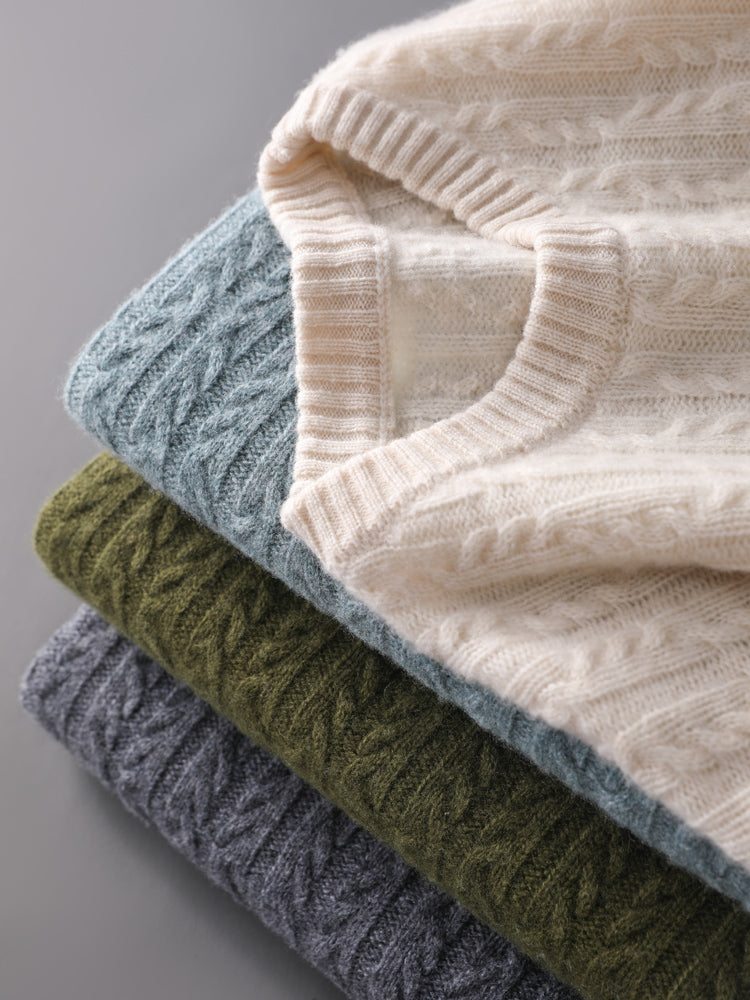 Hudson Men’s Merino Wool Sweater – Cable Knit Sweater