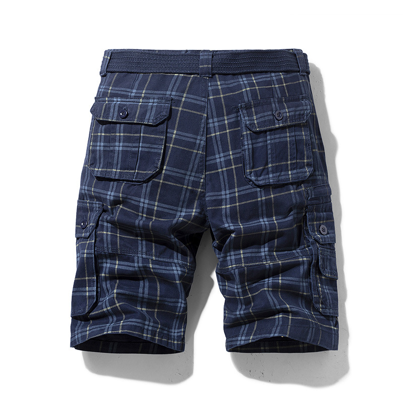 Armando Cotton Blend Check Cargo Shorts – Lightweight Belted Summer Shorts