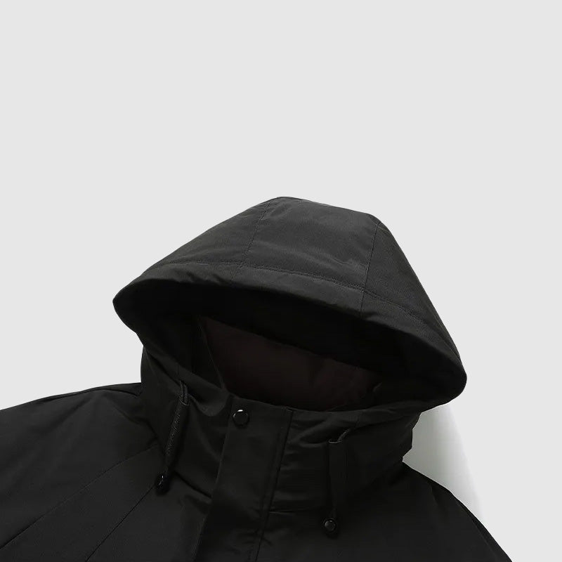 Zoren Men’s Down-Filled Jacket – Detachable Hood & Insulated Broadcloth Design
