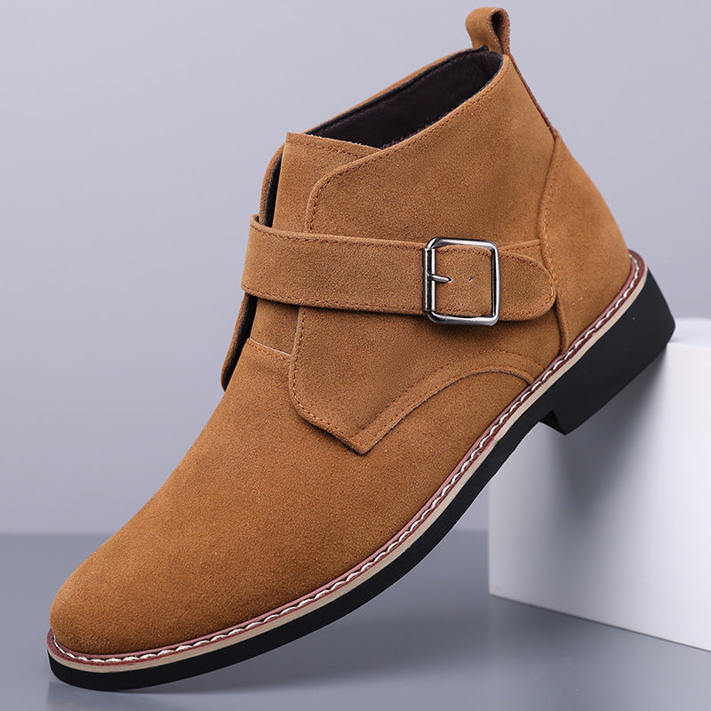 Cesare Men’s Chukka Boots – Suede-Look Monk Strap
