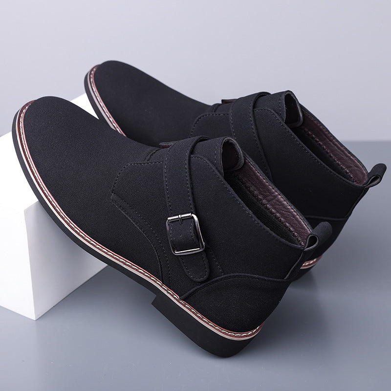 Cesare Men’s Chukka Boots – Suede-Look Monk Strap