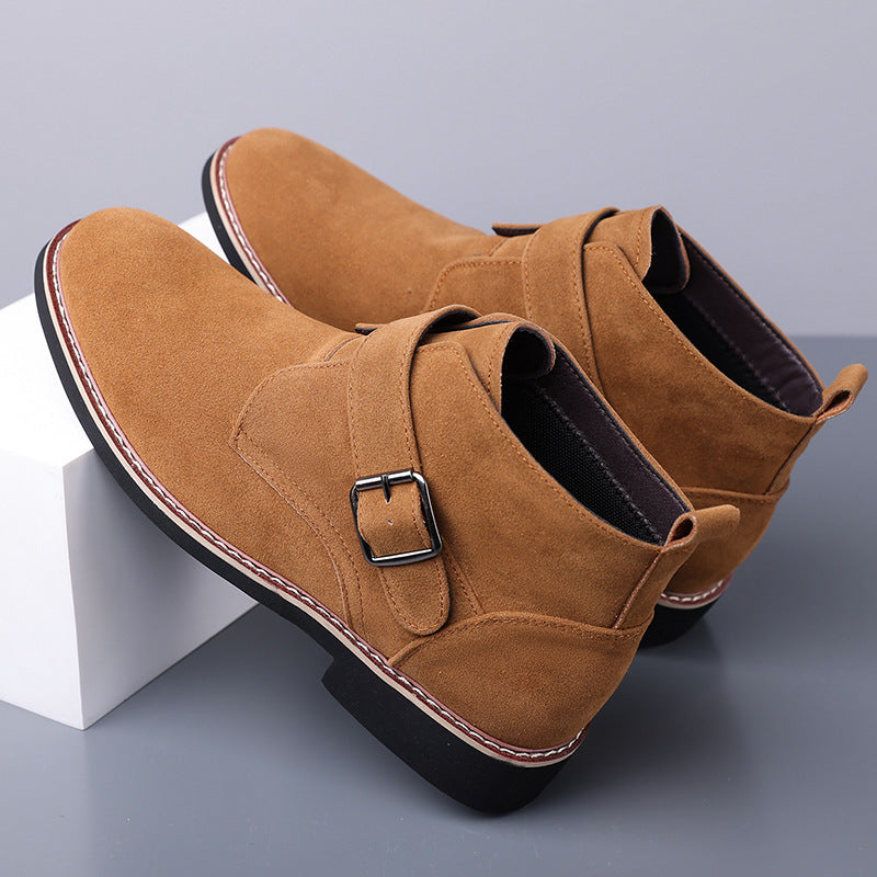 Cesare Men’s Chukka Boots – Suede-Look Monk Strap
