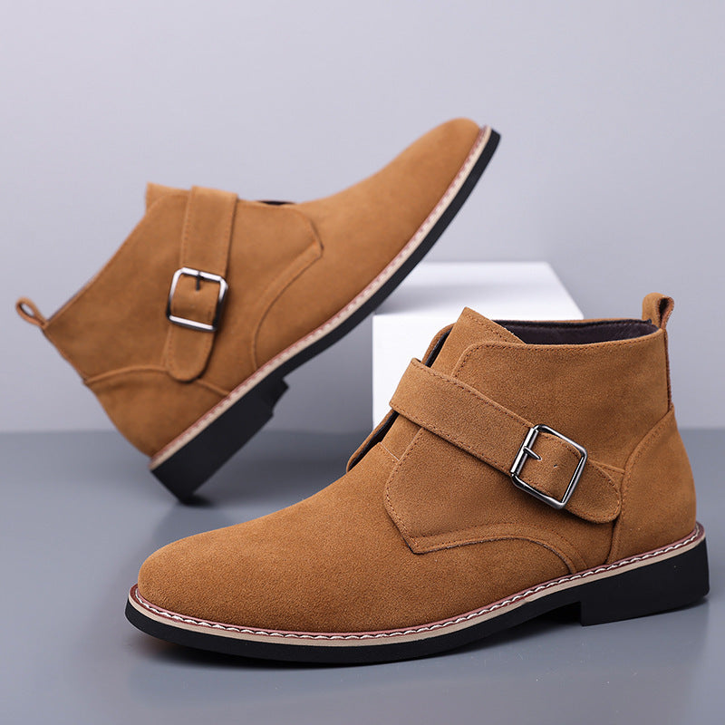 Cesare Men’s Chukka Boots – Suede-Look Monk Strap
