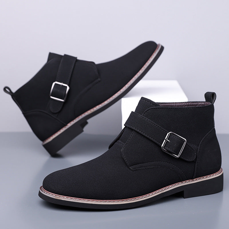 Cesare Men’s Chukka Boots – Suede-Look Monk Strap