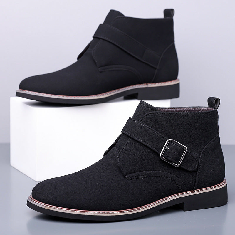 Cesare Men’s Chukka Boots – Suede-Look Monk Strap