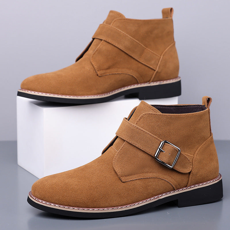 Cesare Men’s Chukka Boots – Suede-Look Monk Strap