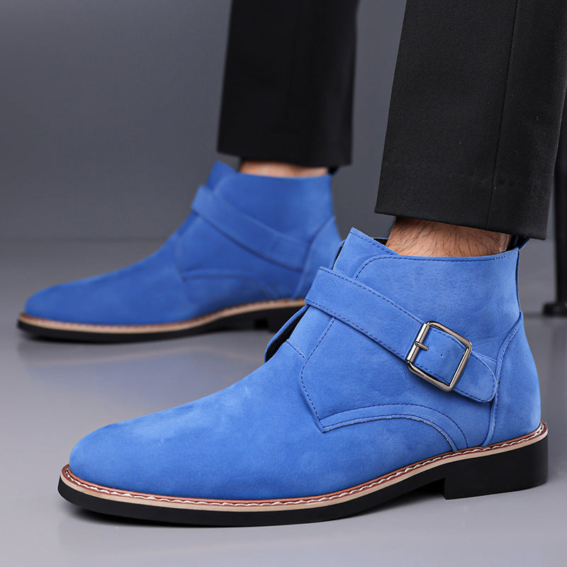 Cesare Men’s Chukka Boots – Suede-Look Monk Strap